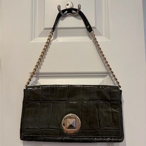 Kate Spade Dark Green Croc-Embossed Shoulder Bag